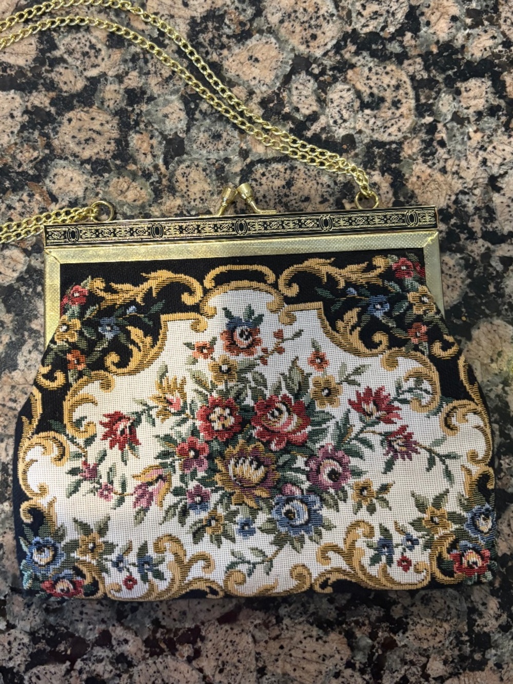 Vintage tapestry evening bag.